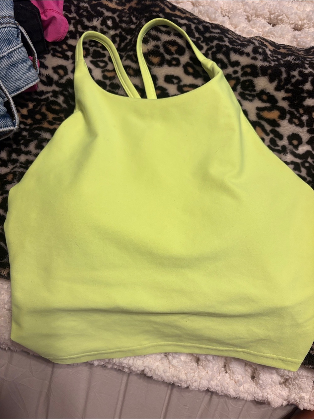 Old Navy Neon Lime High Neck Crop Camisole